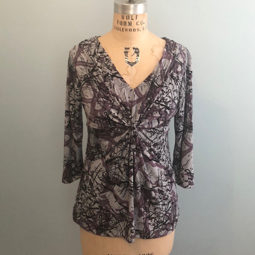 Daisy Fuentes Multi Print Ruched Top